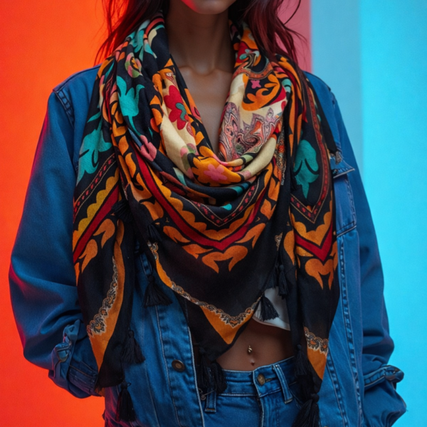 Foulard grand Carré - Noir