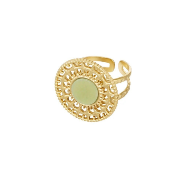 Bague baroque avec pierre - vert clair