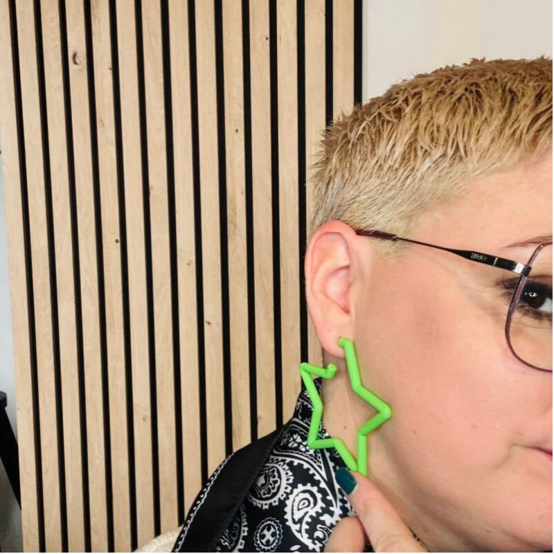 Boucles d'oreilles créole étoile - Vert