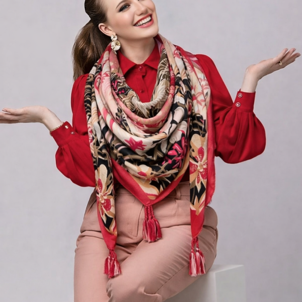 Foulard grand carré - Corail