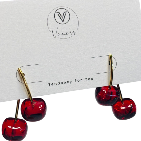Boucles d'oreilles double cerise - Doré