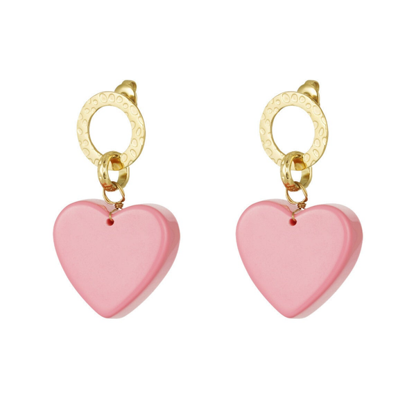 Boucles d'oreilles love - rose
