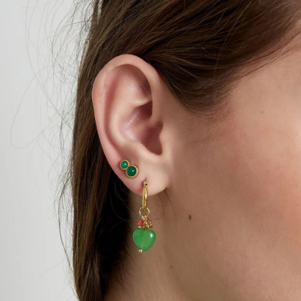 Petites Boucles Vert Perlée Dorée