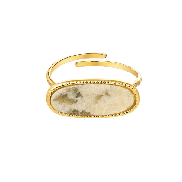 Bague avec pierre allongée - beige