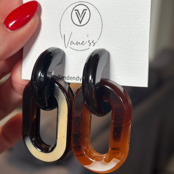 Boucles d'oreilles pendantes - Brun