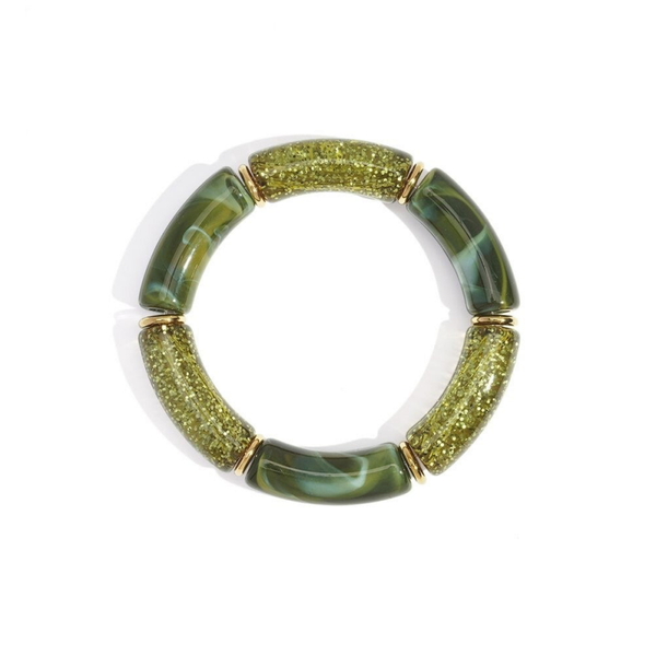 Bracelet perles rétro acrylique - Vert