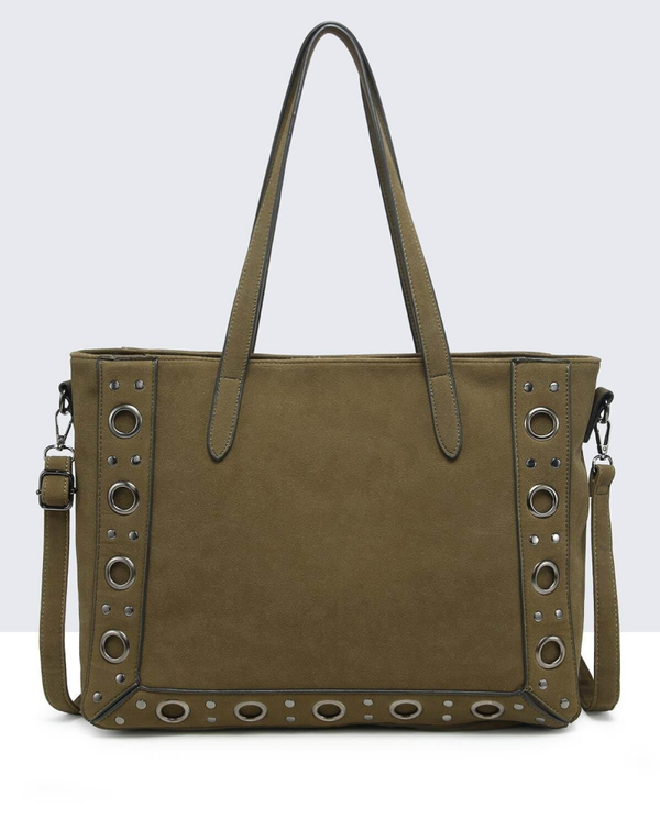 Sac à main cabas effet nubuk - Kaki