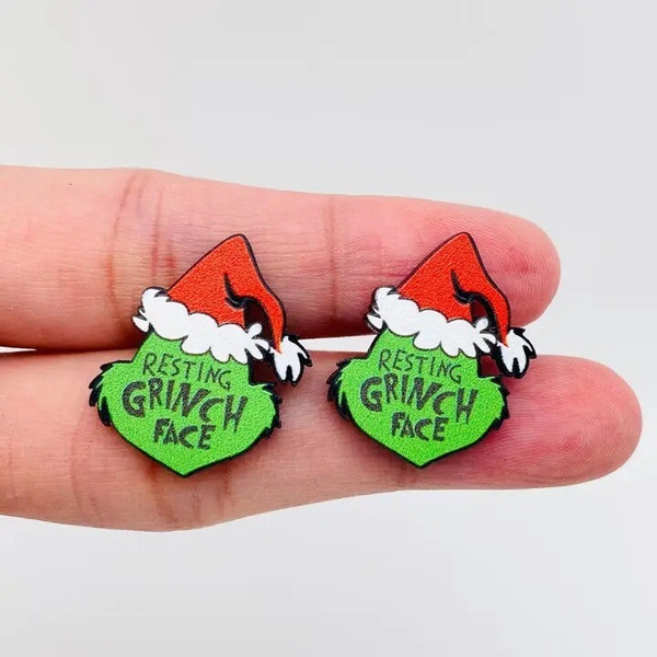 Boucle d'oreille Resting Grinch Face