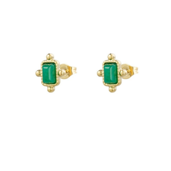 Petites Boucles Émeraude Dorée