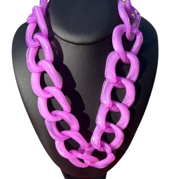 Collier maillons en résine - Mauve