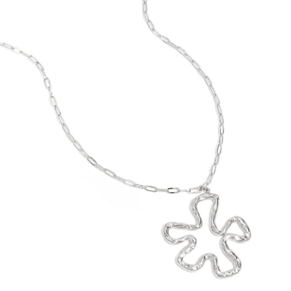 Collier long fleur - Argenté