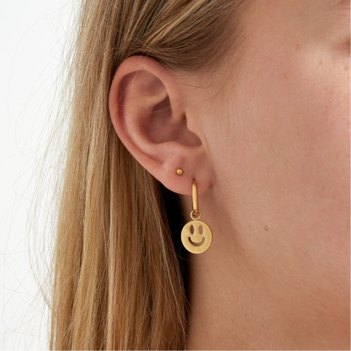 Boucles d'oreilles smiley love - doré