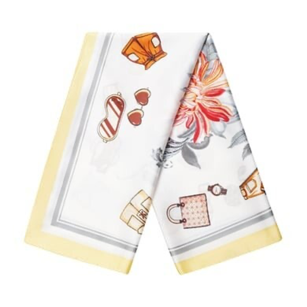 Foulard aspect soie imprimé accessoires - Jaune