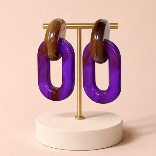 Boucles d'oreilles pendantes - Violet
