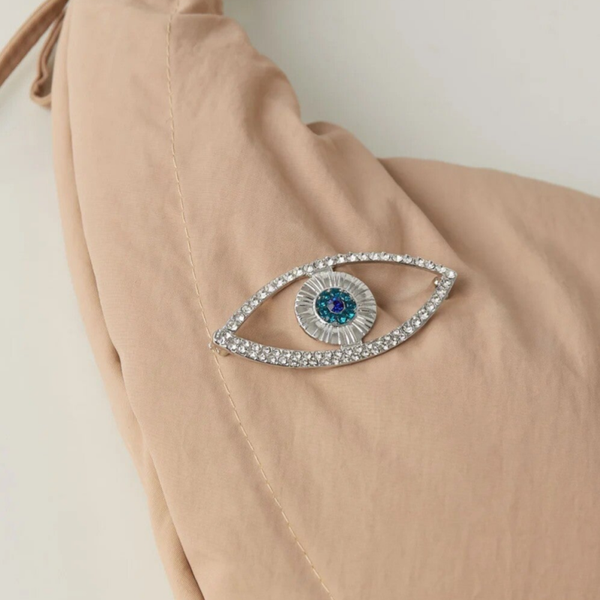 Broche oeil bleu - Argenté