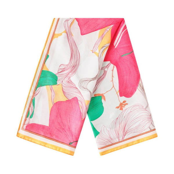 Foulard aspect soie floral - Jaune