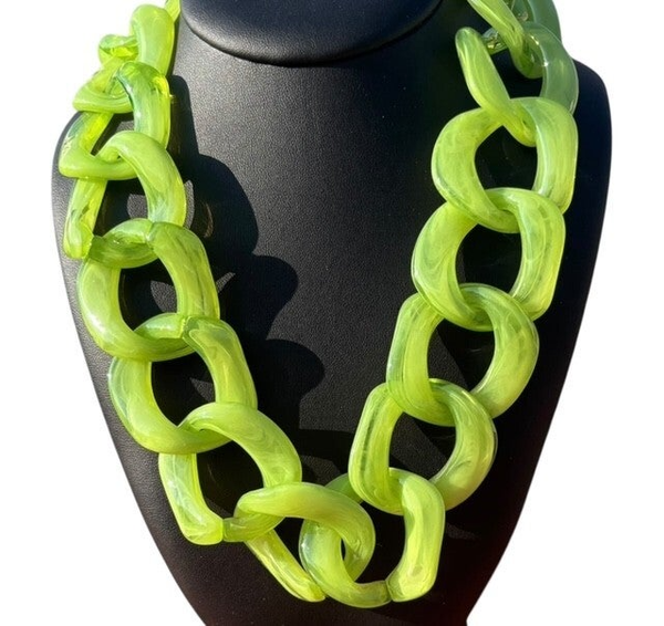 Collier maillons en résine - Vert