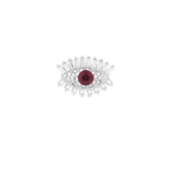 Broche oeil rouge - Argenté
