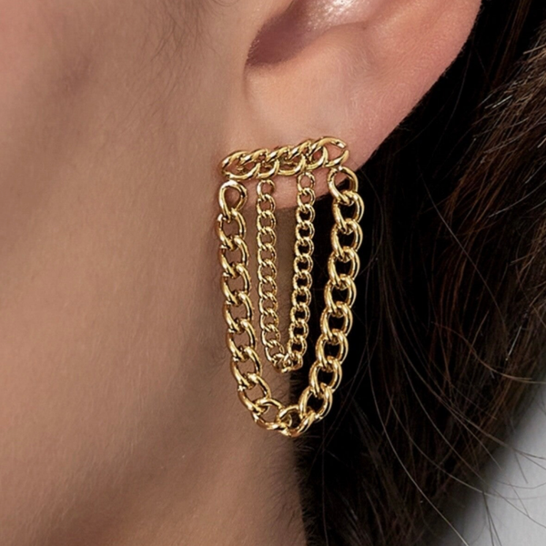 Boucles d'oreilles chaîne jusqu’au bout - doré