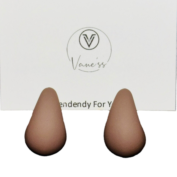 Boucle d'oreille goutte mate - taupe