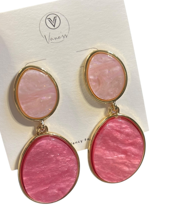 Boucles d'oreilles forme géométrique - Doré/Rose