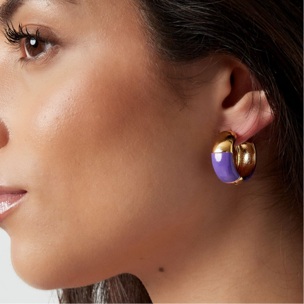 Boucles d'oreilles mi-colorées - Mauve