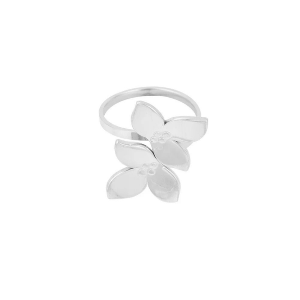 Bague duo de fleurs - Argenté