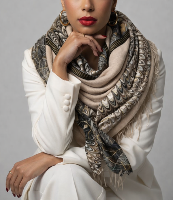 Foulard épais grand carré - Beige