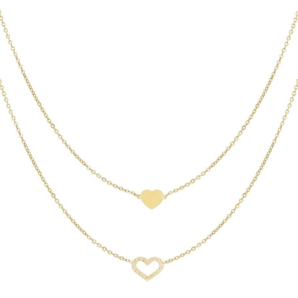 Double collier coeur - Doré