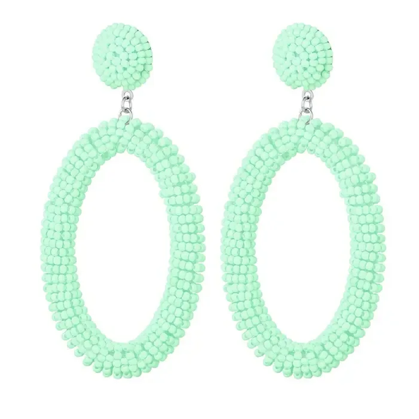 Boucles d'oreilles Perles Bonbons - Vert d'eau