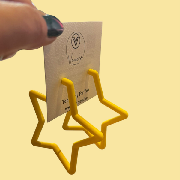 Boucles d'oreilles créole étoile - Jaune