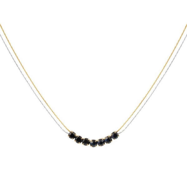 Collier avec pierre noire -  Doré