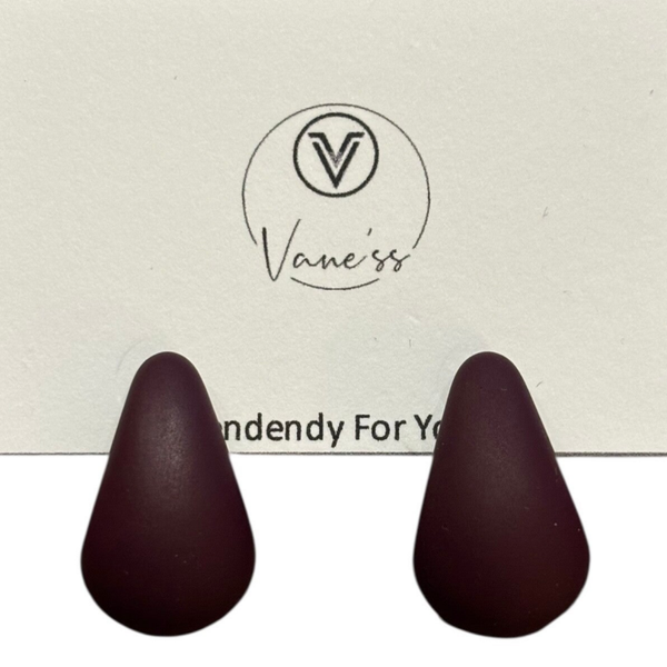 Boucle d'oreille goutte mate - brun