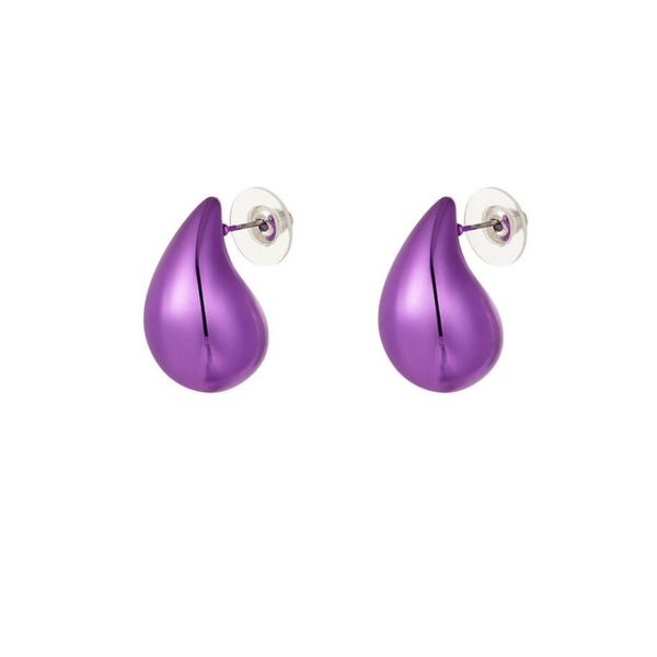 Boucles d'oreilles gouttes - Mauve métal