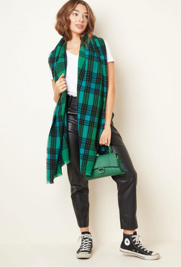 Echarpe carreaux - Vert foncé