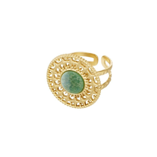 Bague baroque avec pierre - vert foncé