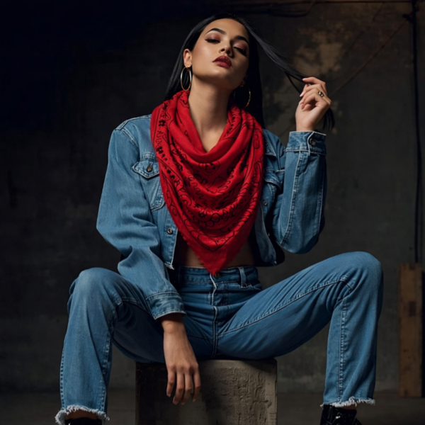 Foulard grand carré bandana - rouge