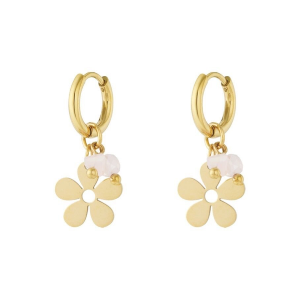 Boucles d'oreilles pendante fleur - doré