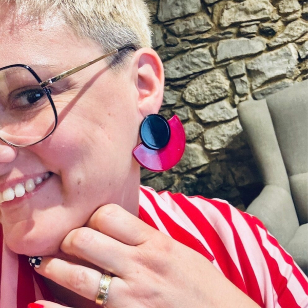 Boucles d'oreilles géométrique - Fushia