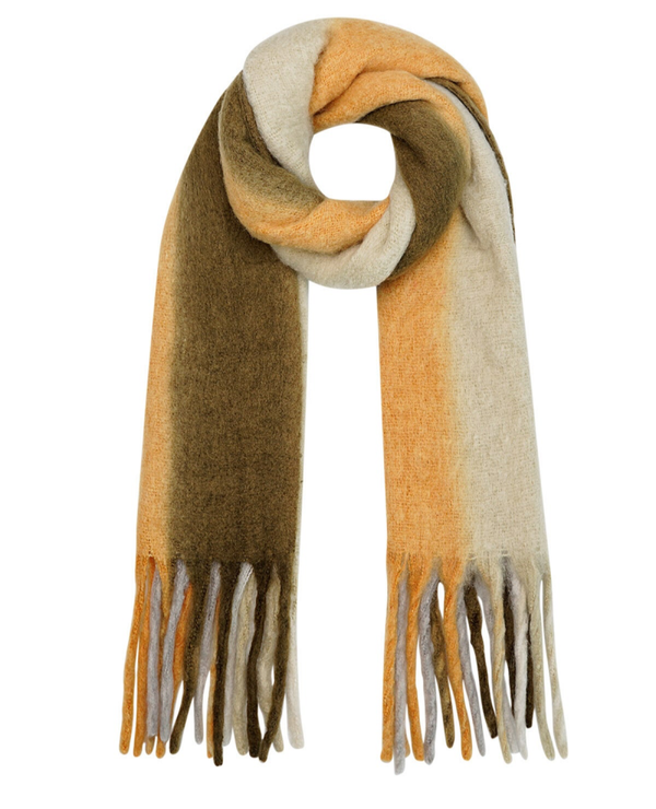 Echarpe tricolore - Kaki/camel/blanc