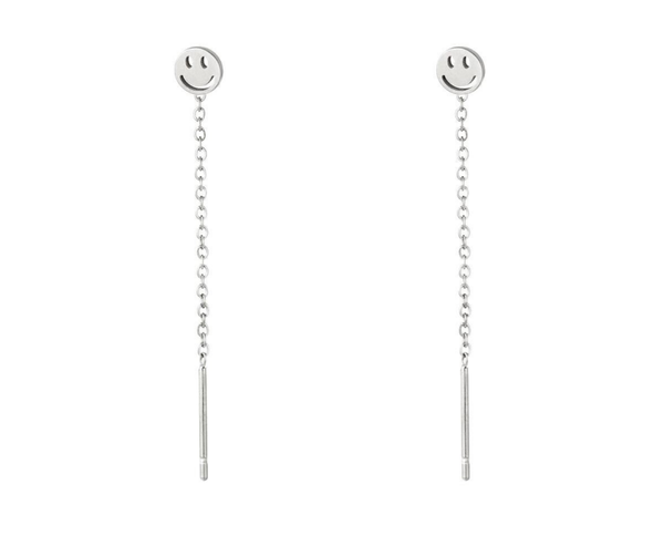 Boucles d'oreilles chaîne Smiley - argenté