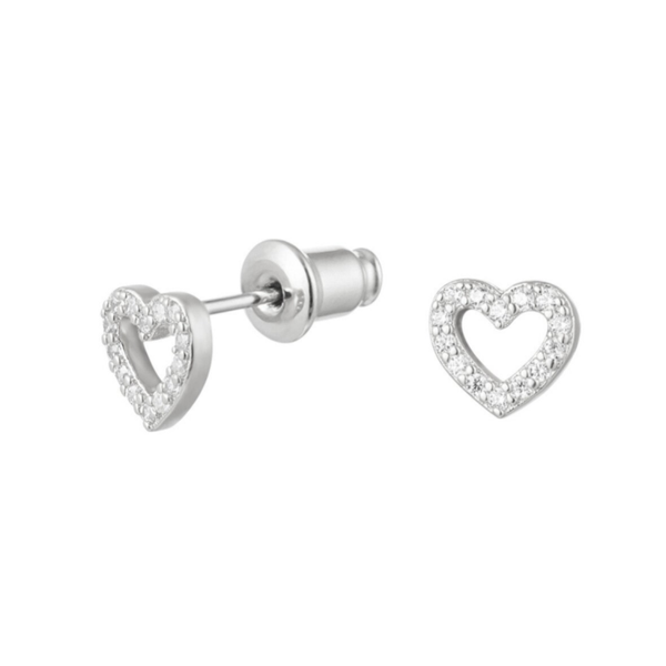 Boucles d'oreilles coeur strass - argenté