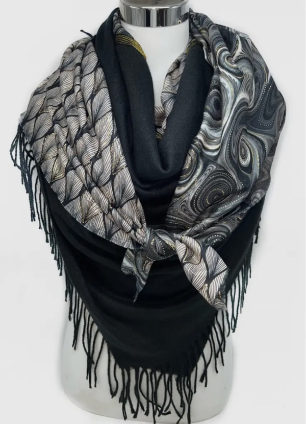 Foulard épais grand carré  - Noir