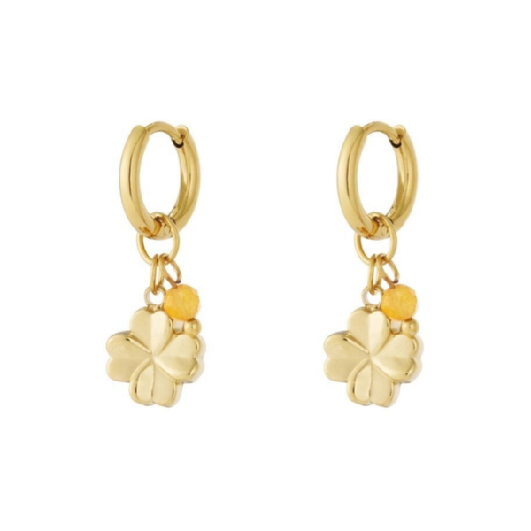 Boucles d'oreilles pendante fleur - jaune