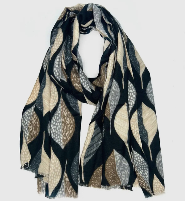 Foulard imprimé feuillage - Noir