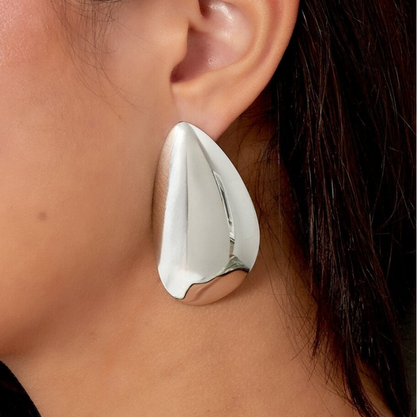 Boucles d'oreilles pendantes plates - Argenté