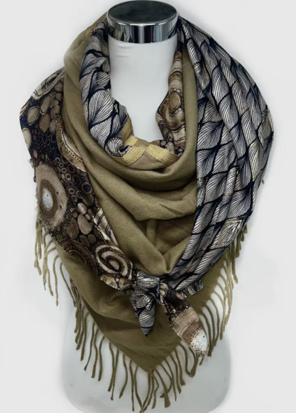 Foulard épais grand carré - Beige Foncé