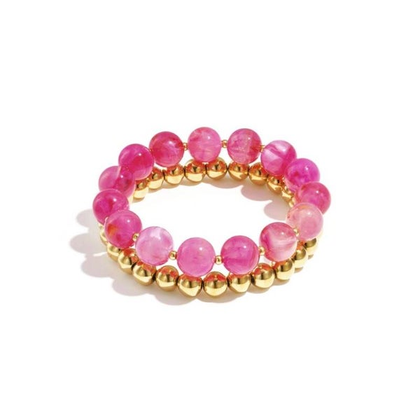 Bracelet Double perles - rose