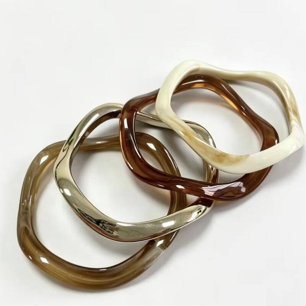 Bracelet multiple en acrylique - Brun