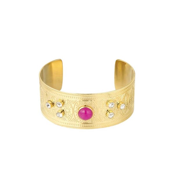 Manchette bohème - Rose/strass